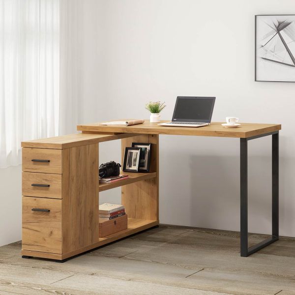 Calix L-Shape Desk Golden Oak